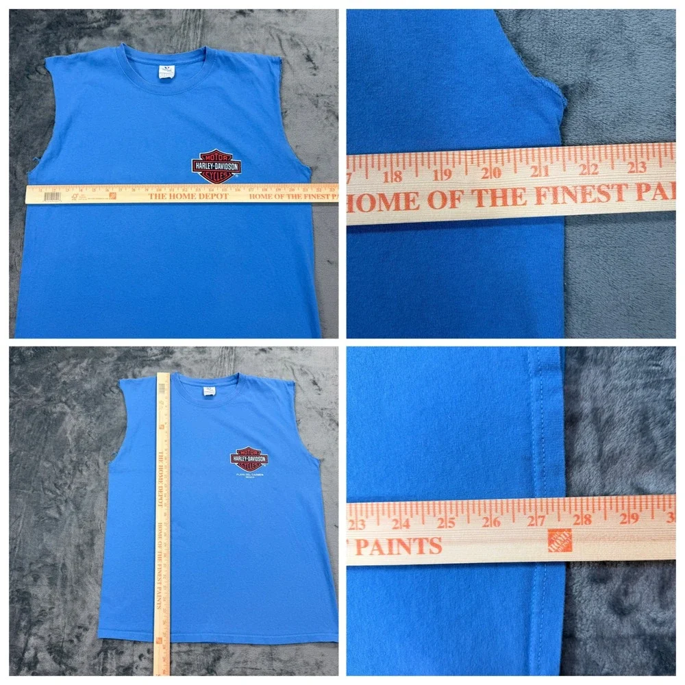 Harley Davidson Playa Del Carmen Mexico Sleeveless T-Shirt Mens Large Blue - Picture 4 of 9